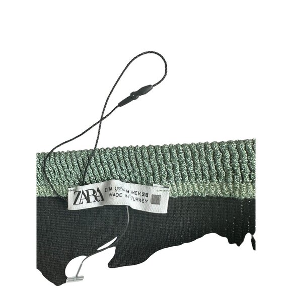 ZARA Green Metallic Bloomers High Waist Under Shorts Size Medium NEW NWOT - Picture 3 of 5